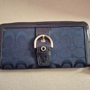 Coach Navy Blue Wallet with Buckle